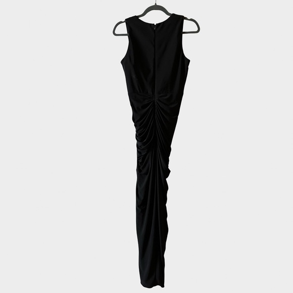 Betsy & Adam Black Ruched Ruffle Evening Column Maxi Gown 6P Old Hollywood Glam - Picture 8 of 16